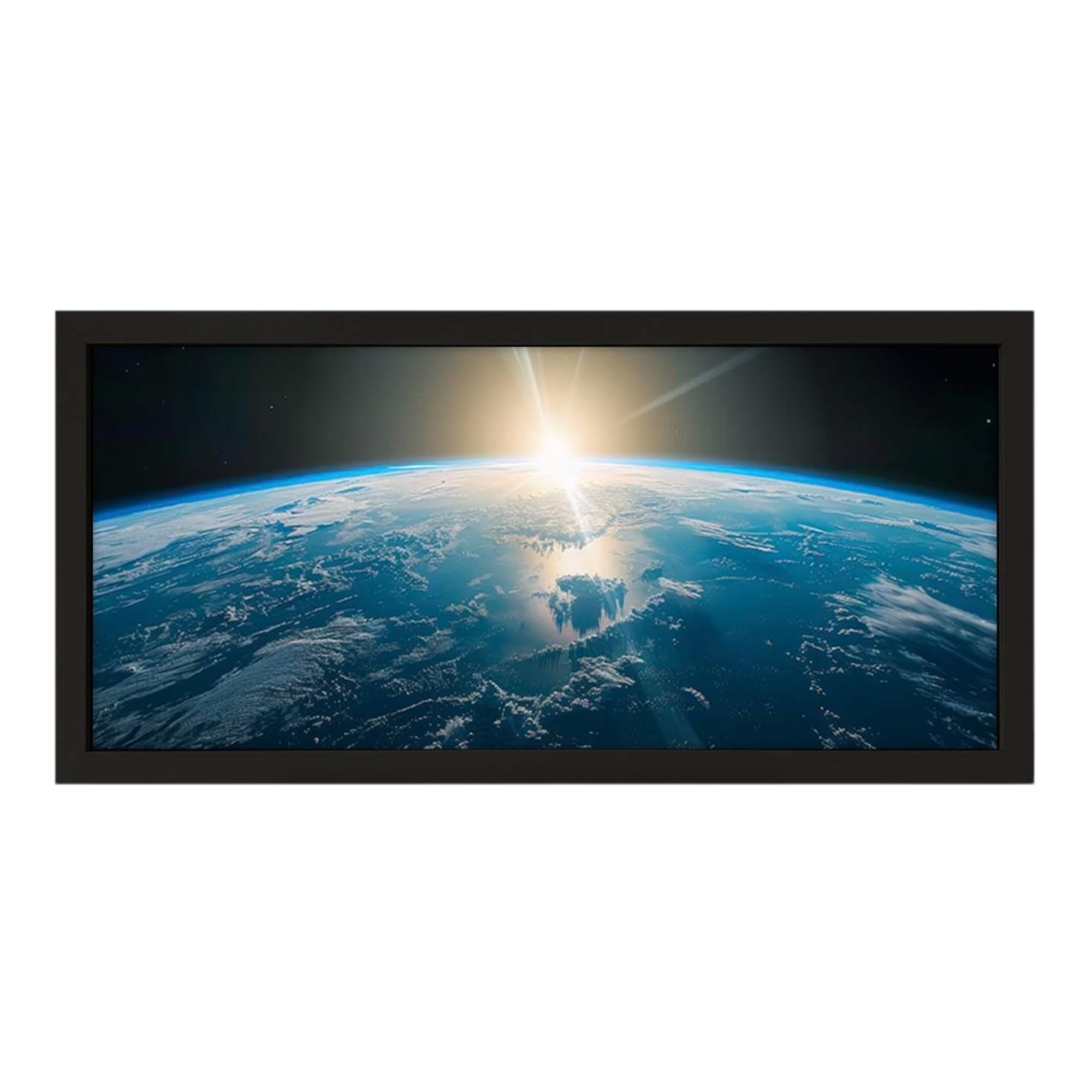 Wall Art Black Framed Print Home Earth Horizon |Galactic Room Sign | Space Enthusiast Gift Blue Planet Earthrise Skyline Design | Earth From Space Astronomy Display