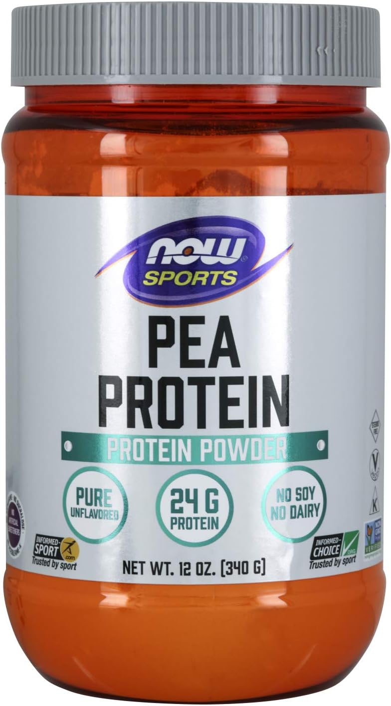 NOW Sports Nutrition, Pea Protein 24 g, Easily Digested, Natural Unflavored Powder, Beige, 12 Oz : Health & Household