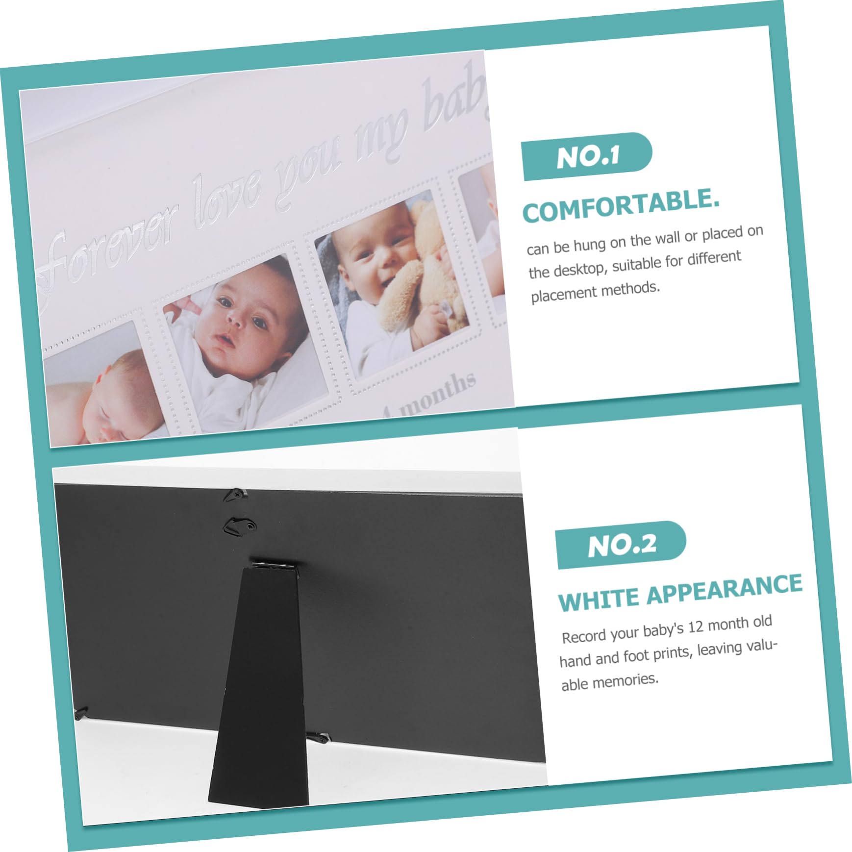 TOYANDONA Marco de Fotos Material Pp y Pvc Huellas de Manos y Pies para Bebés Diseño Elegante Blanco para Colgar en Pared o Decorar Mesa, Obsequio Adecuado para Nuevos Padres