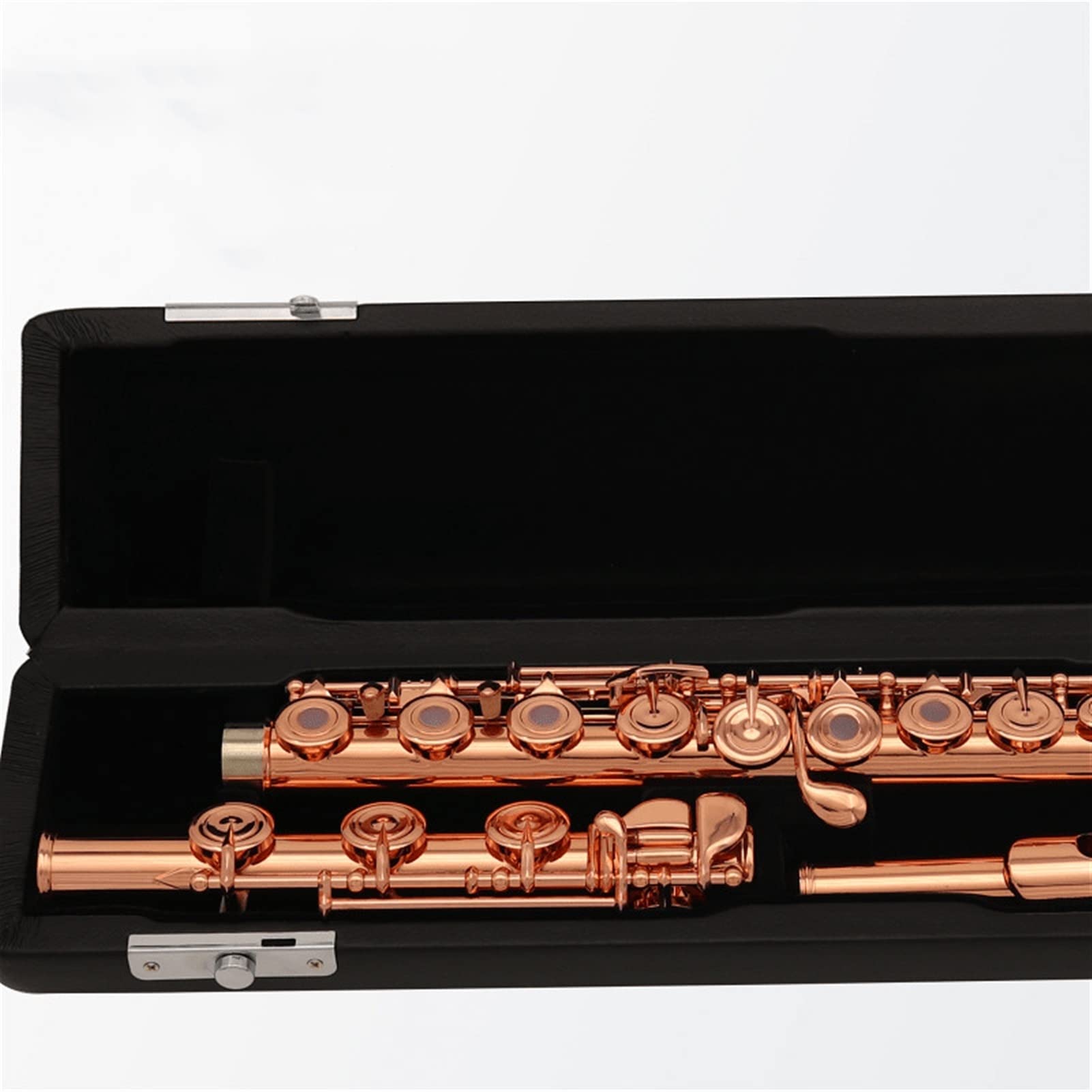 ZUZU Flauta De Oro Rosa Flauta 17 Llaves Abrigos Abiertos B Pie Four Italian Pads con Estuche Kit Flauta