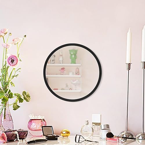 Miniatura 3 de JJUUYOU Espejo de pared redondo con marco de madera, 9.1 in de pared, espejos decorativos para dormitorio, espejo circular, estilo granja, espejo de