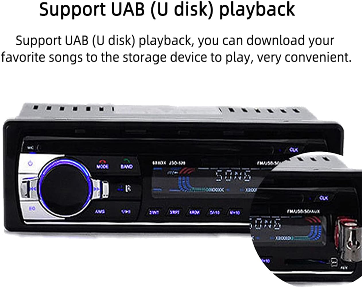 Image showing a USB flash drive inserted into the car radio for music playback