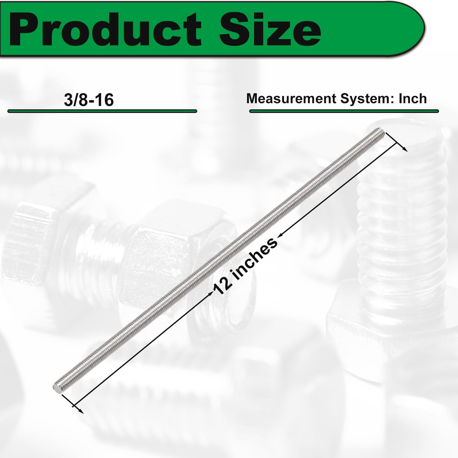 3/8-16 Threaded Rod - Stainless Steel Fasteners -2 3/8-16 Threaded Rod - Stainless Steel Fasteners -2