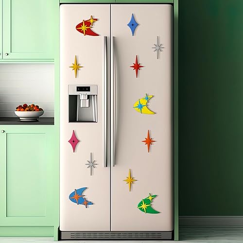 Miniatura 2 de Hoolerry 12 piezas de imanes vintage de estrella en forma de estrella para nevera, imanes de refrigerador de estilo moderno de mediados de siglo
