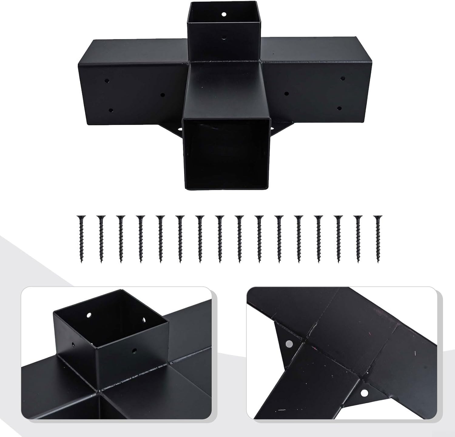 Complete Alloy Steel Pergola Kit with Screws, Perfect for 4x4 Inch Lumber and Outdoor Gazebo Projects (A)