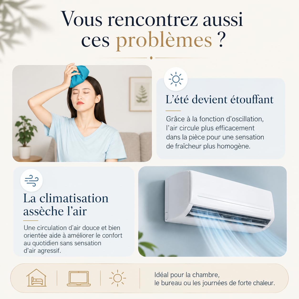 SLuB Ventilatore Multifunzione 2 in 1, da Tavolo e da Parete, 5 Pale | 6 velocità, vento naturale, LED a 3 livelli, silenzioso, USB ricaricabile, pieghevole, gancio e cinghia inclusi