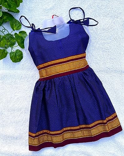 Image of Girl's Indian Traditional Ethnic Wear Reshim Cotton Khan Knot Frock