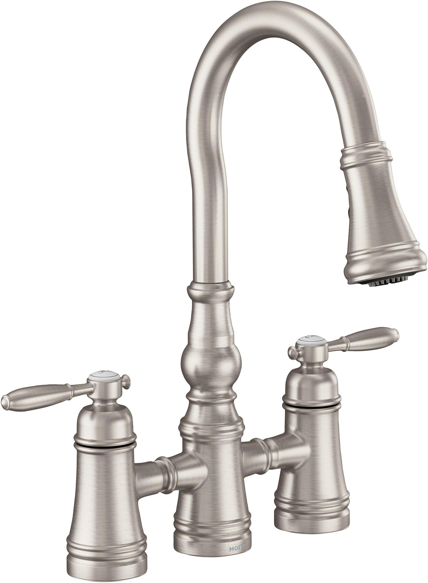 S73204SRS Weymouth Two Handle Pulldown Bridge Kitchen Faucet, Spot Resist Stainless