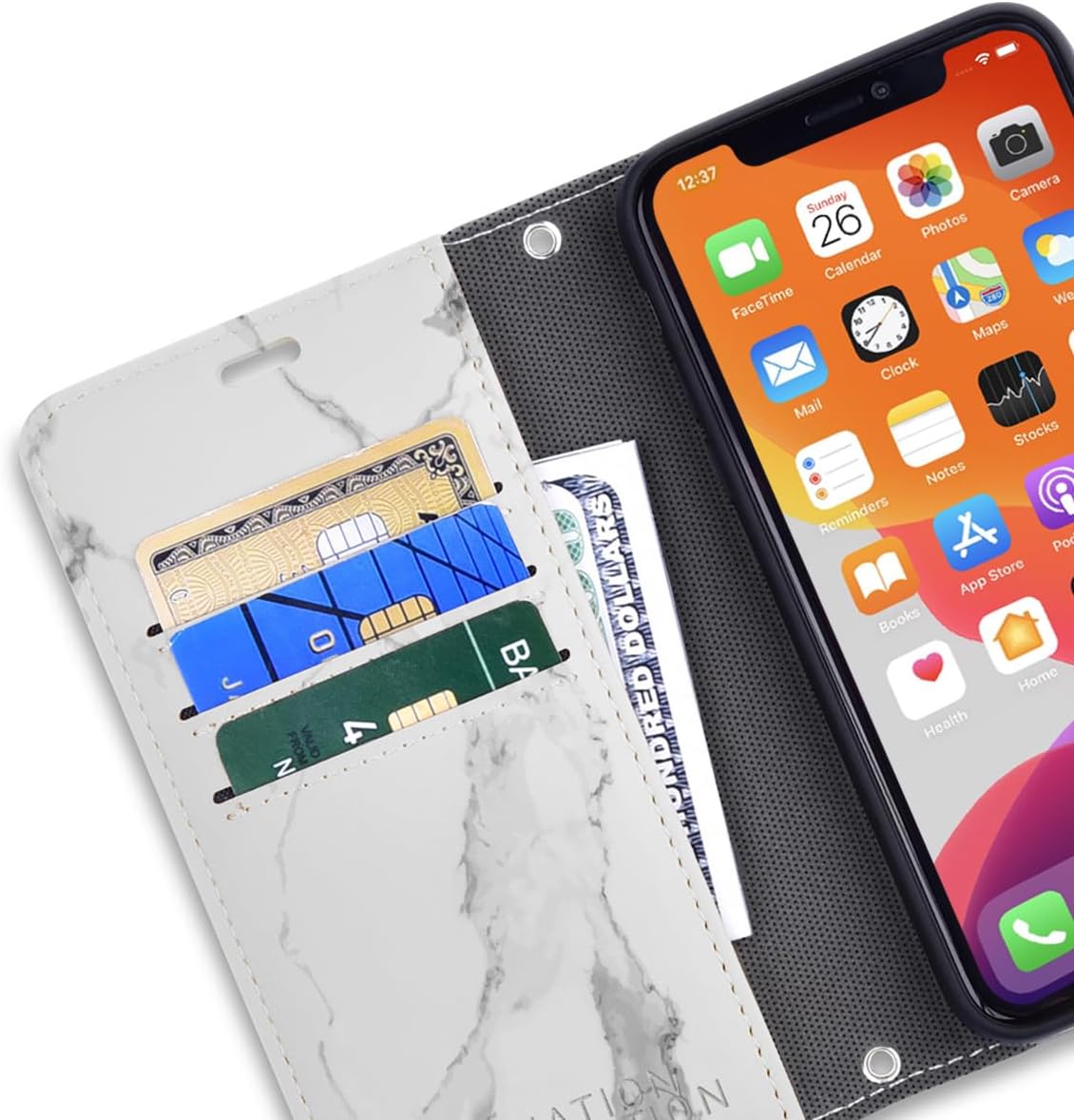 SafeSleeve EMF Blocker for Cell Phone, Detachable Case for iPhone 16 MAX - White Marble Design - Image 4