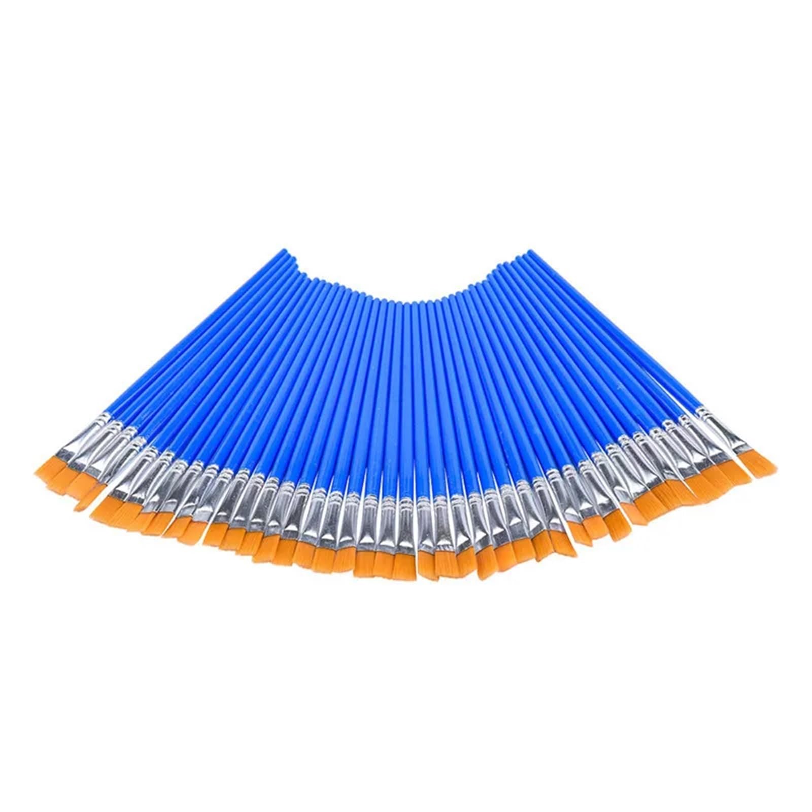 Pinceles para Pintura Juego de 100 Pinceles Nailon for Pintar Grafiti, acrílico, Acuarela, Suministros Arte Profesional, Varilla plástico, Tubo Aluminio, bolígrafo línea(A (Yellow) 100pcs)