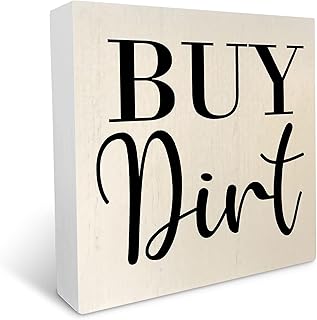 FixeLLD Home Buyer Artwork Wood Box Sign Rustic Farmhouse Style Buy Dirt Wood Block Plaque 5x5 Inches Home Desk Sign Decor for Presents