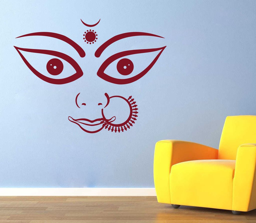 DECOR Kafe Home Decor Maa Durga Face Art Wall Sticker, Wall Sticker for Bedroom, Wall Art, Wall Poster (PVC Vinyl, 58 X 43 CM) (B016KNJ3AI) Amazon Price History, Amazon Price Tracker