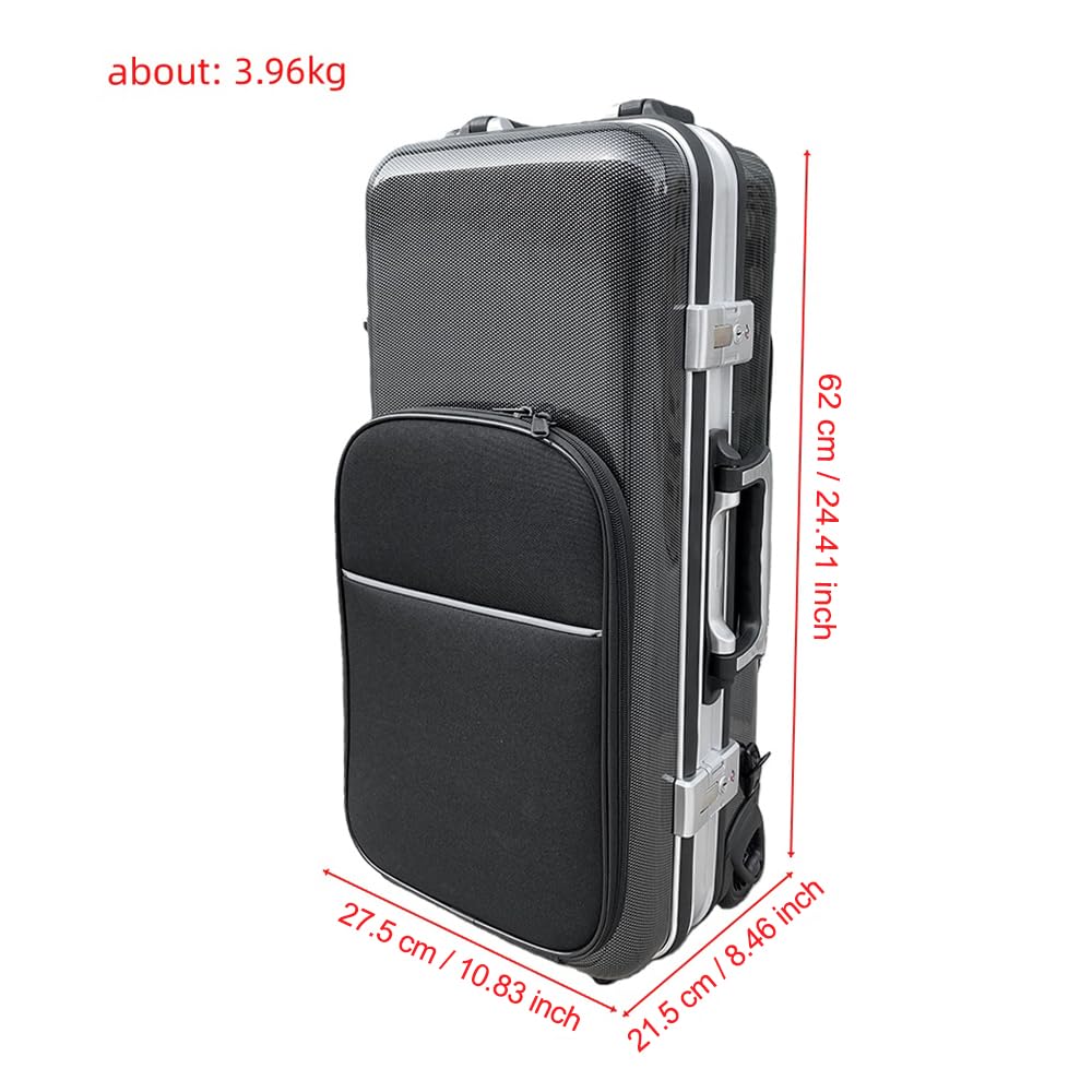 Altsaxophon-Tasche mit Rollen, Karbonfaser, Notenblatt-Tasche, Griff/Schultergurten, Tragetasche für Saxophon-Zubehör