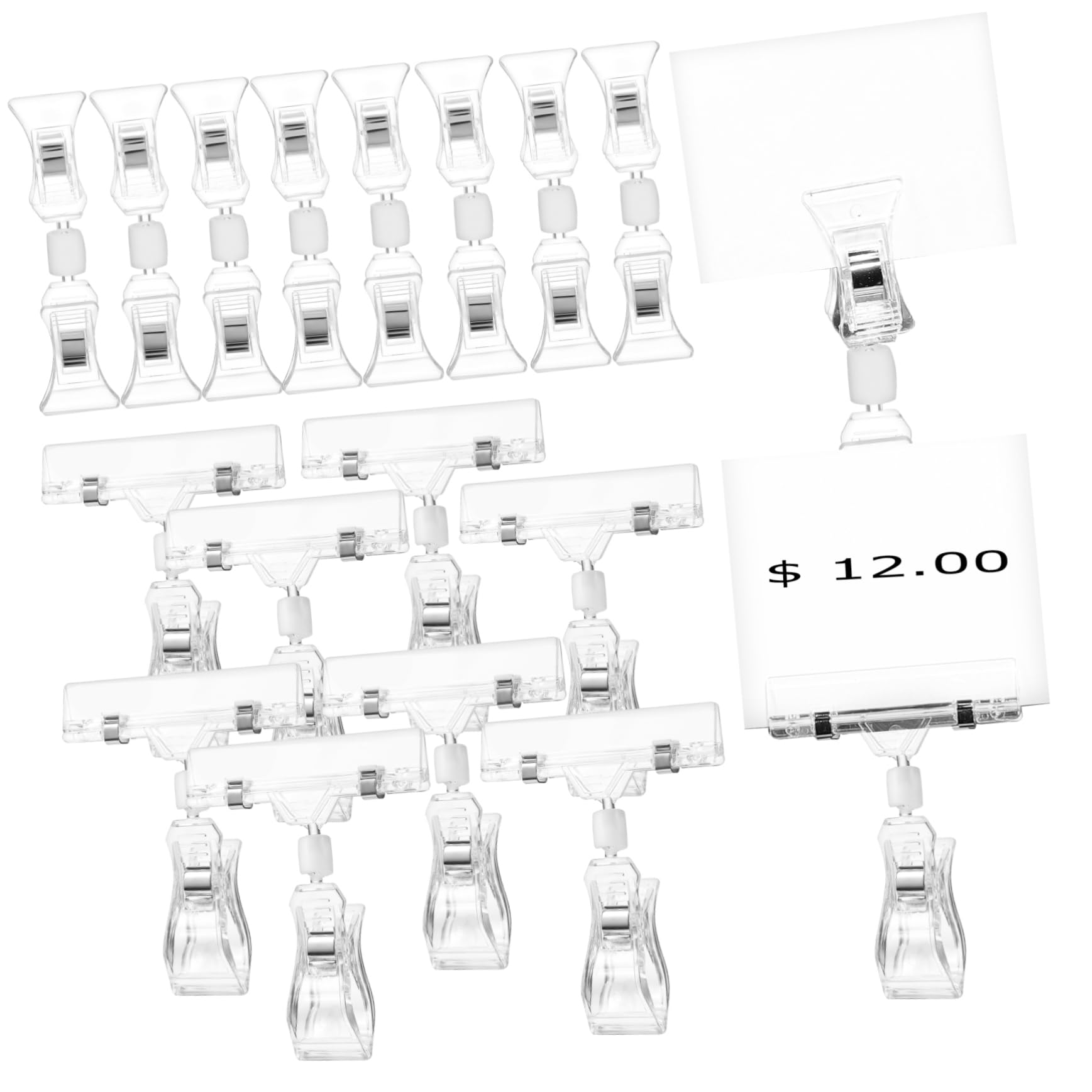 Doppelseitige Schilderclips Vielseitige Preisschildhalter 40 Stück aus Edelstahl für Tisch und Warenpräsentation im Einzelhandel