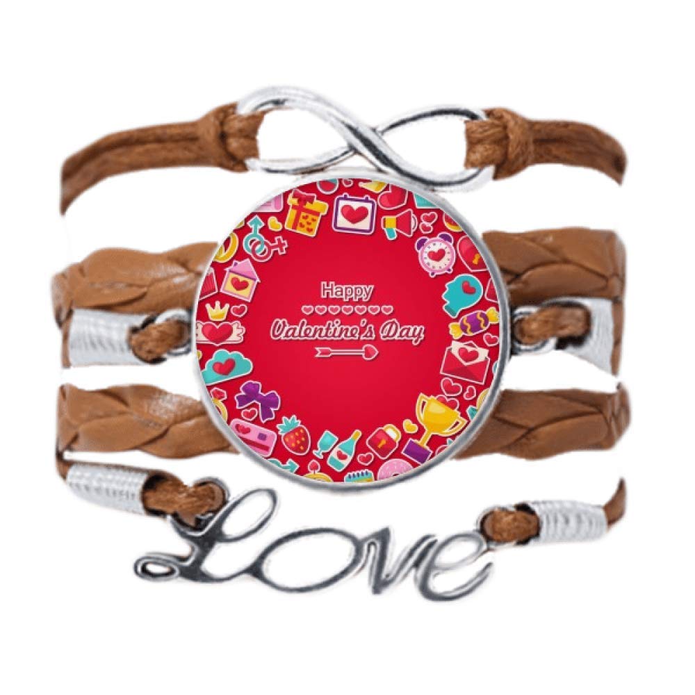 DIYthinker Red Happy Valentine's Day Heart Love Bracelet Love Chain Rope Ornament Wristband Gift