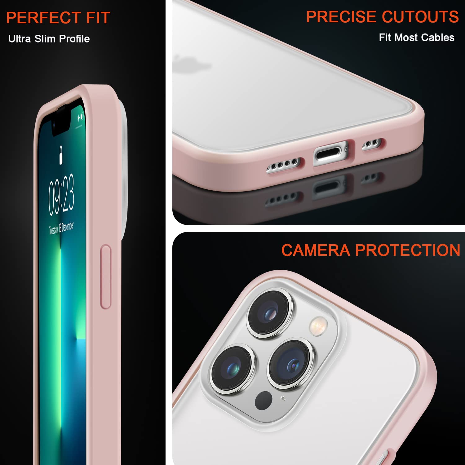 iPhone 13 Pro 用ケース 半透明 マット感 擦り傷防止 指紋防止