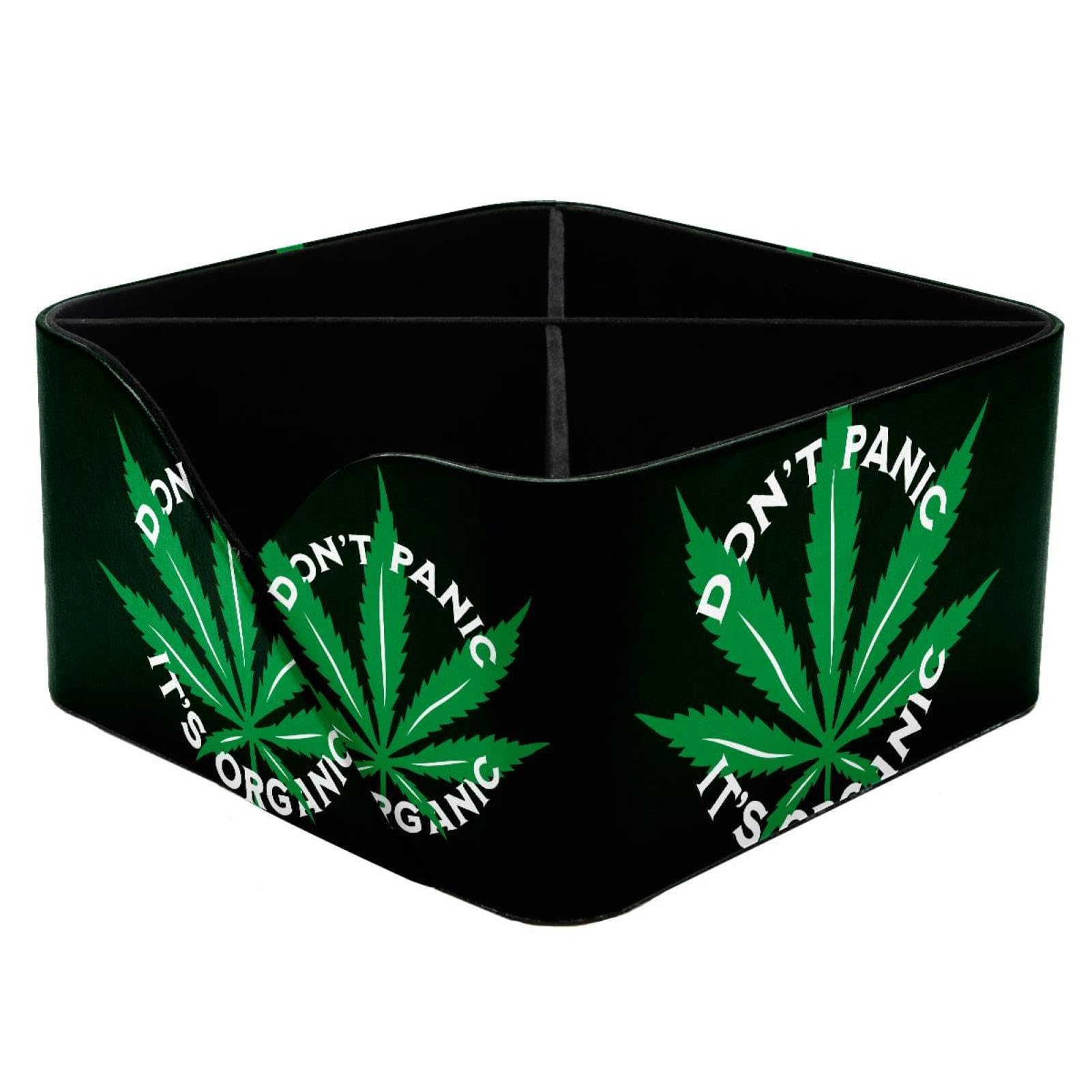 KengjuTesu Cannabis Leaf Weed Leaves Desktop Organizer Pen Holder, Rectangular Pencil Cup for Office, Study and Makeup Stations