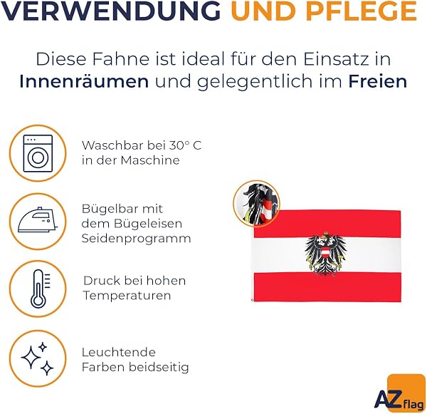 AZ FLAG - Flagge Österreich Mit Adler - 90x60 cm - Österreichische Fahne 100% Polyester mit Messing-Ösen - 50g - 5