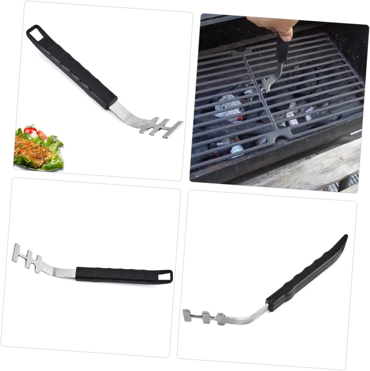 Ciieeo 2Pcs Stainless Steel Barbecue Net Grippers Cooking Lifters for Safe Outdoor Grilling Essential BBQ Tool for Easy Handling and Cooking Multi Functional with Bottle