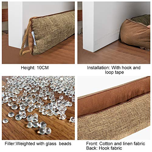 fowong Door Draft Stopper 36 Inch, Under Door Draft Blocker Noise Reducer Air Stopper Heavy Duty Door Bottom Insulation Sound Proof Cold Weather Door Snake Draft Blocker, Coffee