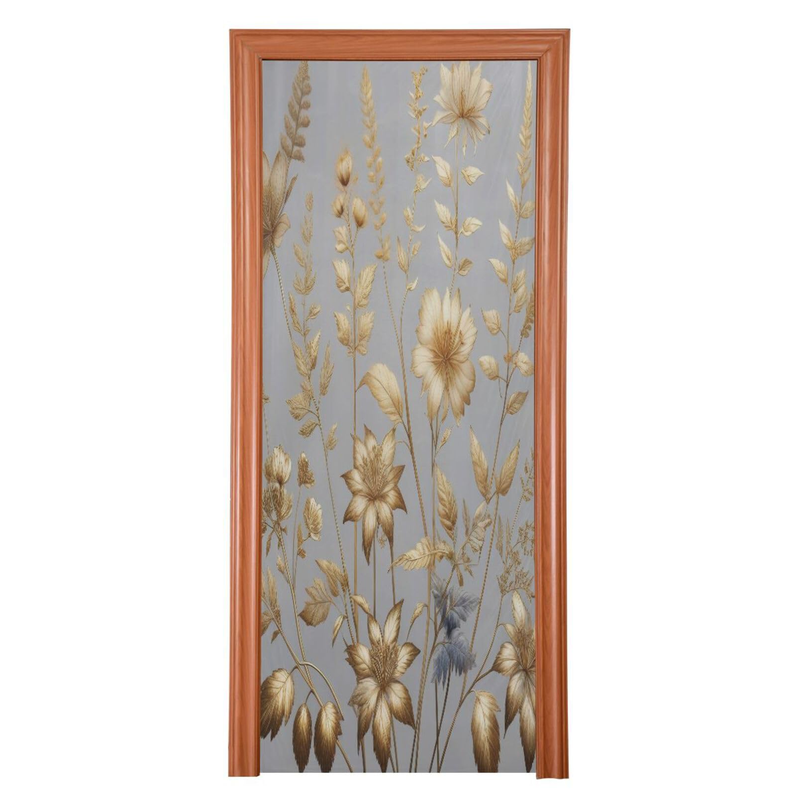 FLildon Gold Yellow Tone Floral Door Cover Decoration, Party Accessory Porch Decor for Festive Ornament Room Door Covers 36 x 98 Inch