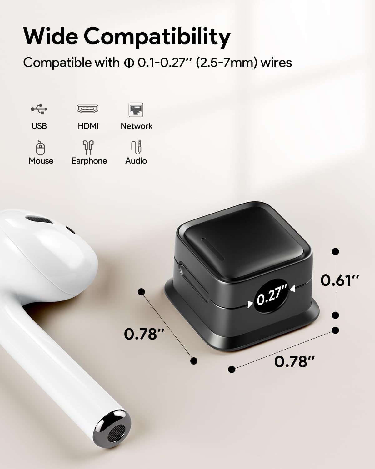 Magnetic Cable Holder for Wall & Desk – Self Adhesive Cable Organizer Clips for Charging Cables, USB, Type C, Lightning, HDMI (Black 6)