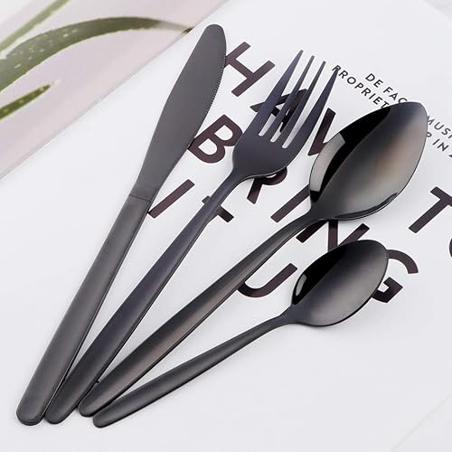 Miniatura 3 de BuyGo - Juego de cubiertos de 32 piezas para 8, de acero inoxidable, multicolor, para campamento, pulido a mano, apto para lavavajillas