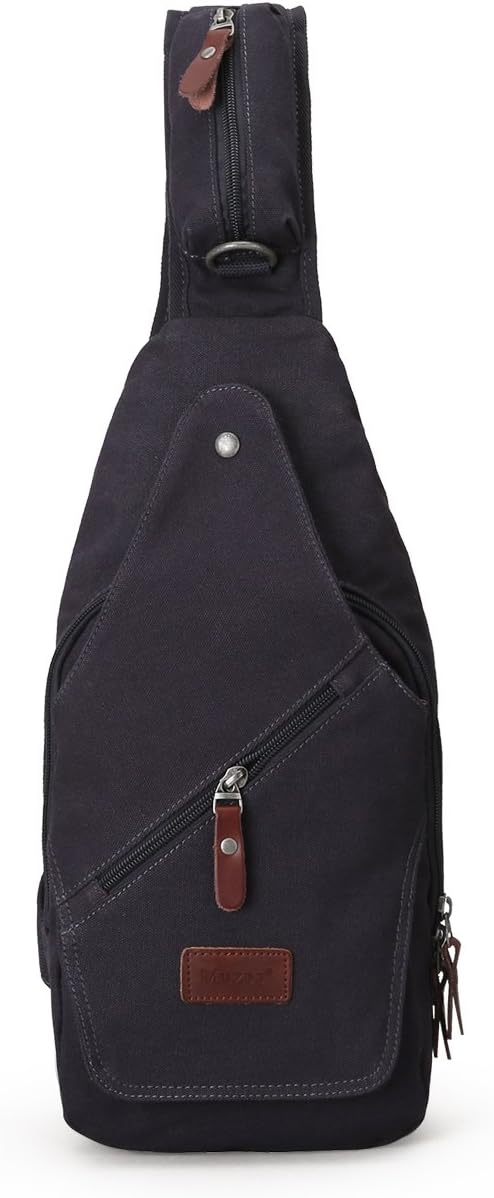 Muzee Sling Bag for Men Chest Shoulder Gym One strap Backpack Sack Satchel Outdoor Crossbody Pack (Blue black)