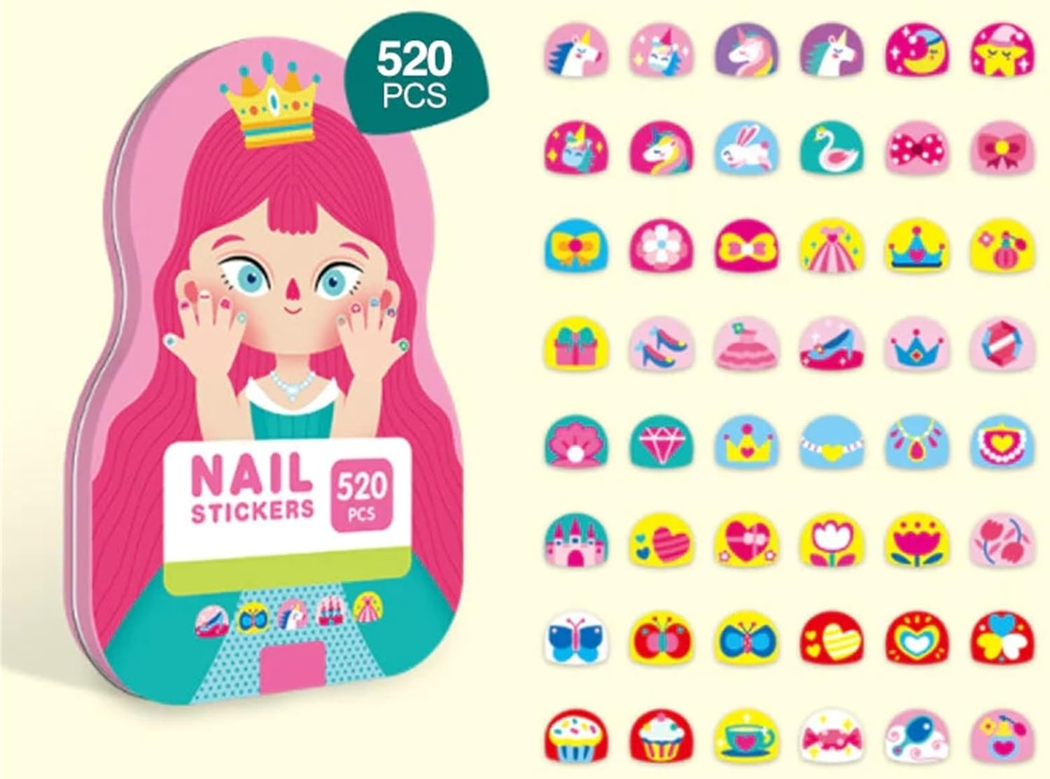 Kids Nail Stickers,Nail Art Stickers Suitable for Women Girls Children Anime Nail Transfer Decals Nail Art Decoration. (Fantasy Princess,1pcs)