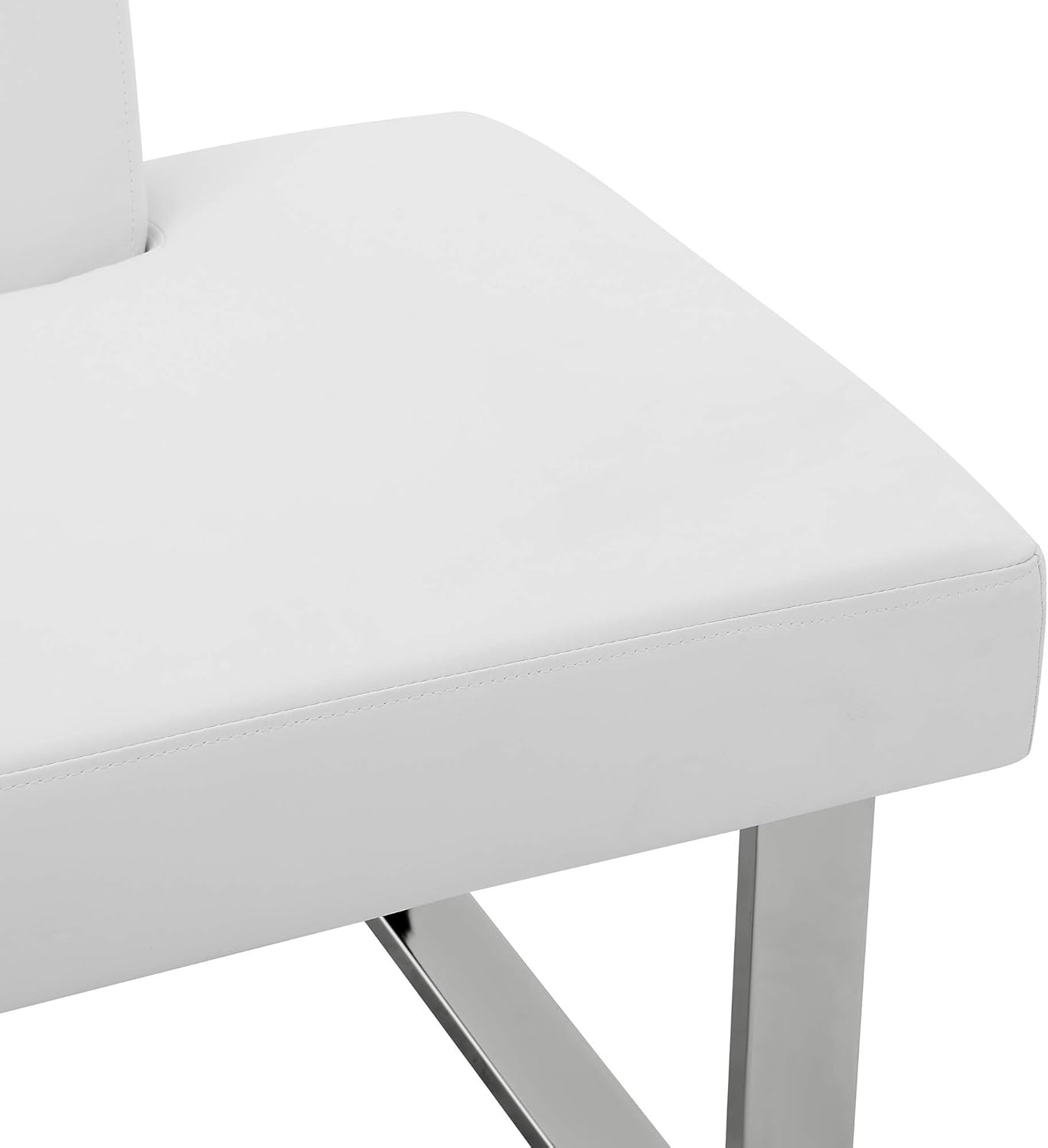 Armen Living Amanda Sectional in White and Chrome Finish 79.5"x58"x22"
