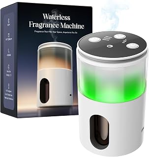 Waterless Diffuser for Essential Oil: Mini Battery Scent Diffuser for Room&Home&Car with 9 Colors LED Light - Aroma Cool Mist Snow White