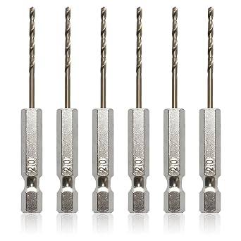 6pcs 2mm Drill Bits Set, 1/4" Hex Drill Bits for Wood High Speed Steel Titanium Drill Bit, M35 Hex Shank Drill Bit Set, Pilot Drill Bits for Marble Glass and Ceramic Tiles Metal and Plastic