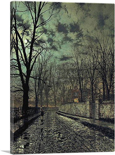 ARTCANVAS November 1879 Canvas Art Print Stretched Framed Painting Picture Poster Giclee Wall Decor by John Atkinson Grimshaw - 18" x 12" (0.75" Deep)