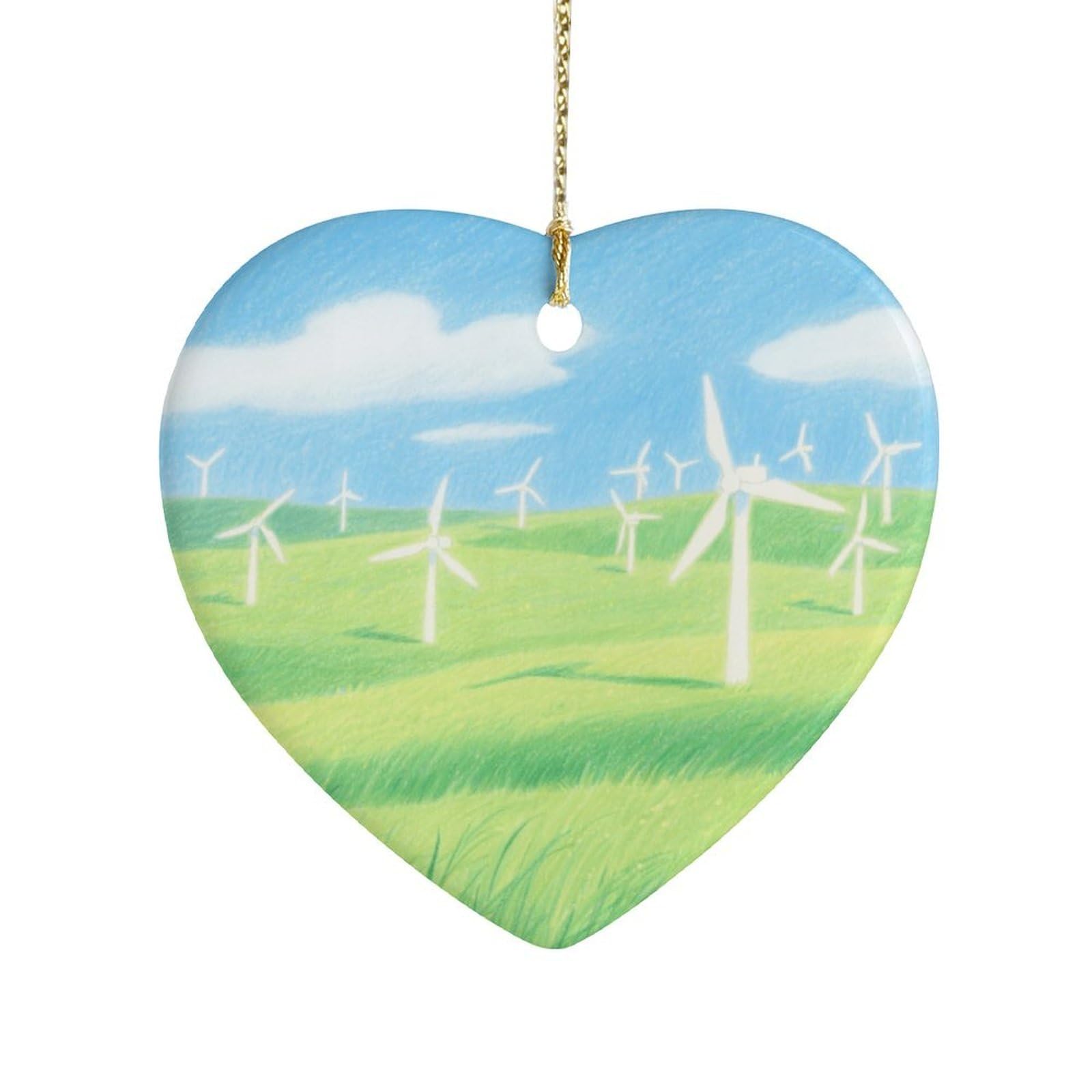 Fekiloot Style Grassland Windmill Group Ceramic Ornament Home Decor Keepsake