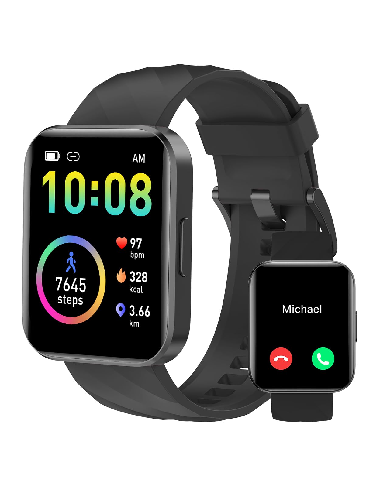 RUIMEN Reloj Inteligente Mujer Hombre con Llamada,1,83" Smartwatch con Pulsómetro,Podómetro,Oxímetro,Monitor Sueño,Esfera de reloj personalizada,Impermeable IP68 Pulsera de actividad para iOS Android Global Recycled Standard Global Recycled Standard Global Recycled Standard