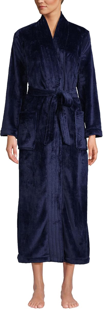 Lands' End Albornoz largo y acogedor de felpa para mujer