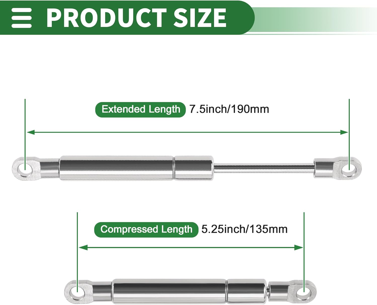 Motoforti 7.5inch/190mm 10lb/45N/4.5kg Stainless Steel Marine Lift Support Struts Boat Hatch Gas Springs 2 Pcs