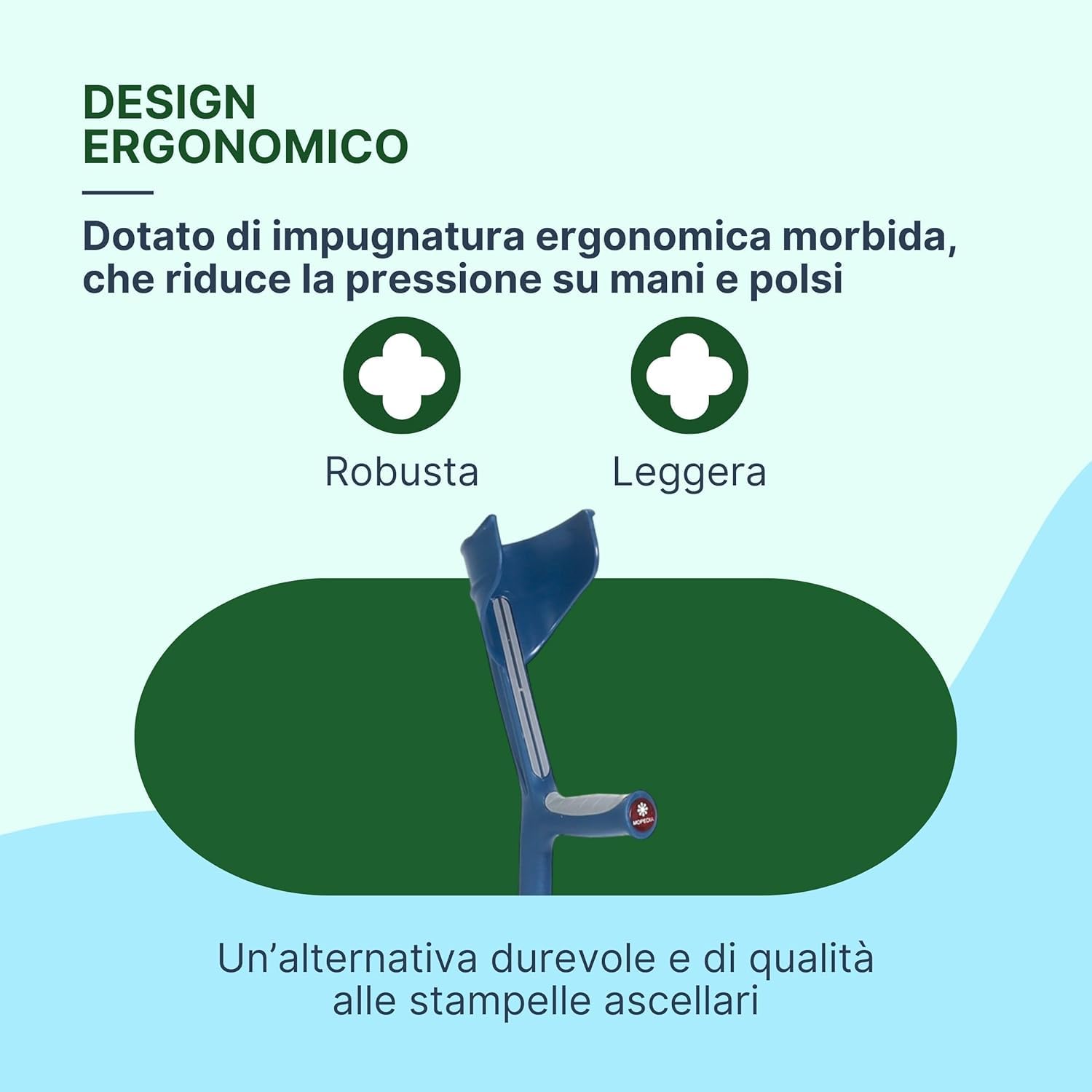 Stampelle Ortopediche Regolabili con Impugnatura Anatomica Morbida, Stampelle Canadesi Antiscivolo in Alluminio, 2 Unità – Blu/Grigio