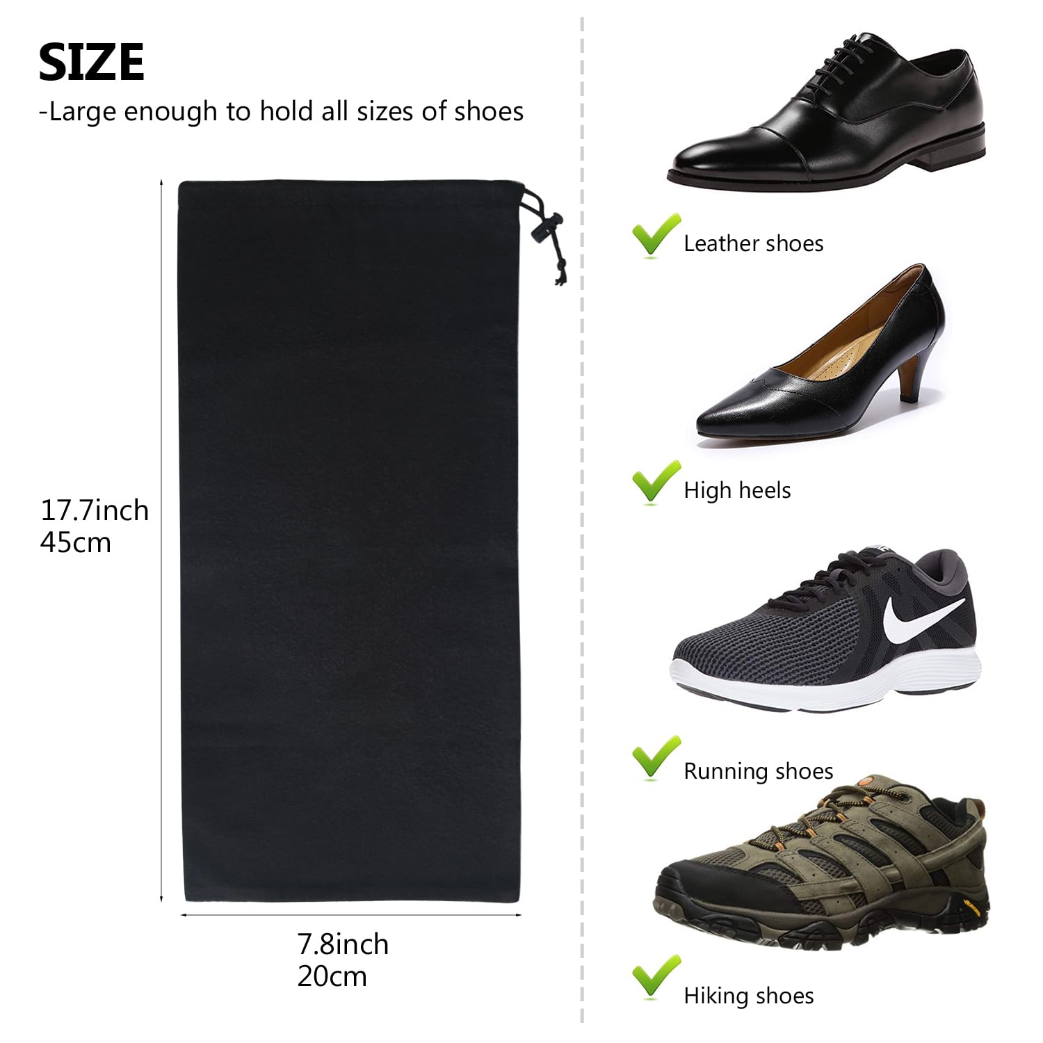 Borsa per Scarpe 100% Cotone Antipolvere Sacchetti per Calzature da Viaggio con Coulisse da Uomo e da Donna Sacchetto per Scarpe