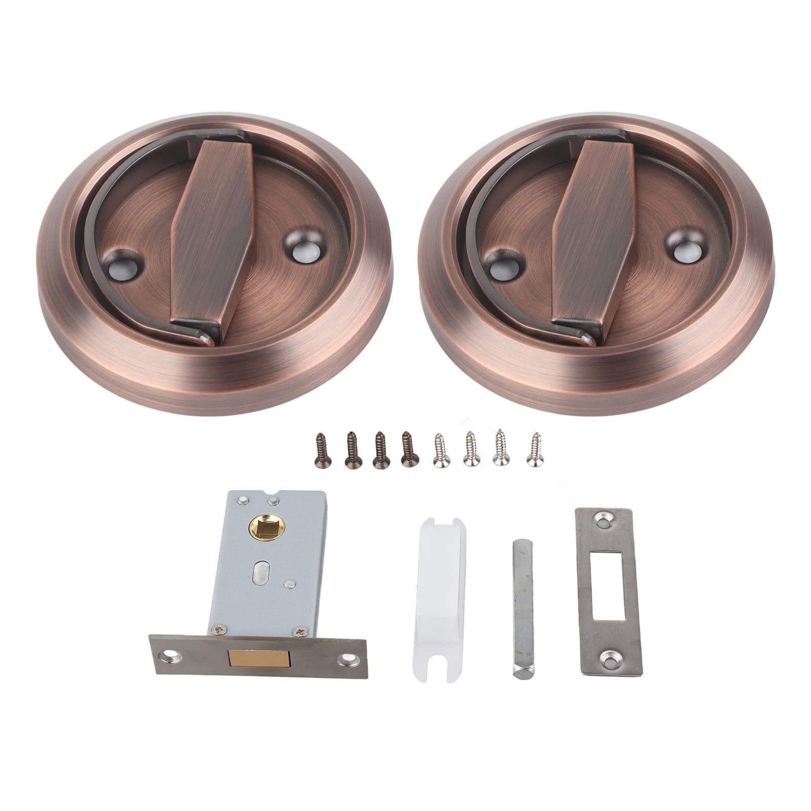 Privacy Indicator Lock, Double Sided Lock 304 Stainless Steel Ring Handle Door Knobs Accessories for Home Bathroom(Red Bronze (with Lock))