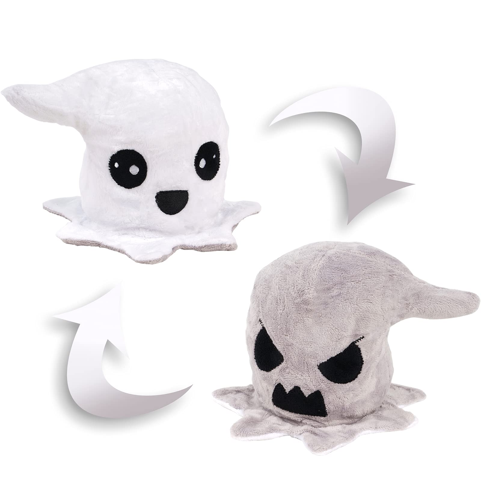 VEYLIN Reversable Stuffed Toy, Double-Sided Flip Ghost Plush Toys Halloween Reversible Toys for Kids/Girls/Boys/Friends