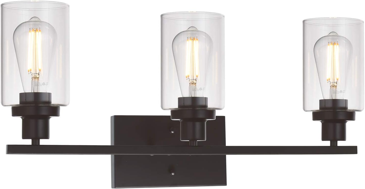 Free Shipping ๐ MELUCEE 3 Light Bathroom Vanity Light Oil Rubbed Bronze, Industrial Wall Light Fixture with Clear Glass Shade Sconces for Bedroom Porch Kitchen Living Room Free Shipping ๐ MELUCEE 3 Light Bathroom Vanity Light Oil Rubbed Bronze, Industrial Wall Light Fixture with Clear Glass Shade Sconces for Bedroom Porch Kitchen Living Room