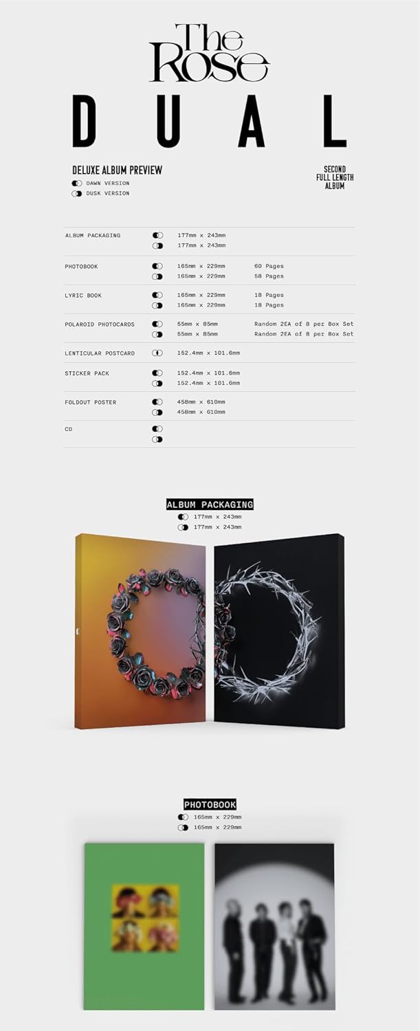 DUAL The Rose Album [Dawn ver. (Deluxe Box Album)]+Pre Order Benefits+BolsVos K-POP Inspired Digital Planner, Digital Sticker Pack