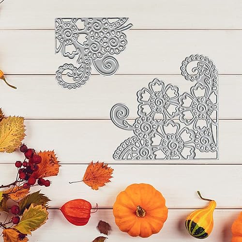 Miniatura 5 de Troqueles de flores de encaje de esquina para hacer tarjetas, decoración de fondo de flores, troqueles de corte para álbumes de recortes en papel de