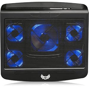 SKGAMES Notebook Laptop Kühler Gamer Kühlpad Ständer Kühlmatte Cooler Cooling Pad Unterlage für 10-17 Zoll, 5 x LED Lüfter, 2 x AN/AUS Schalter, 2 x USB-Port, Schwarz