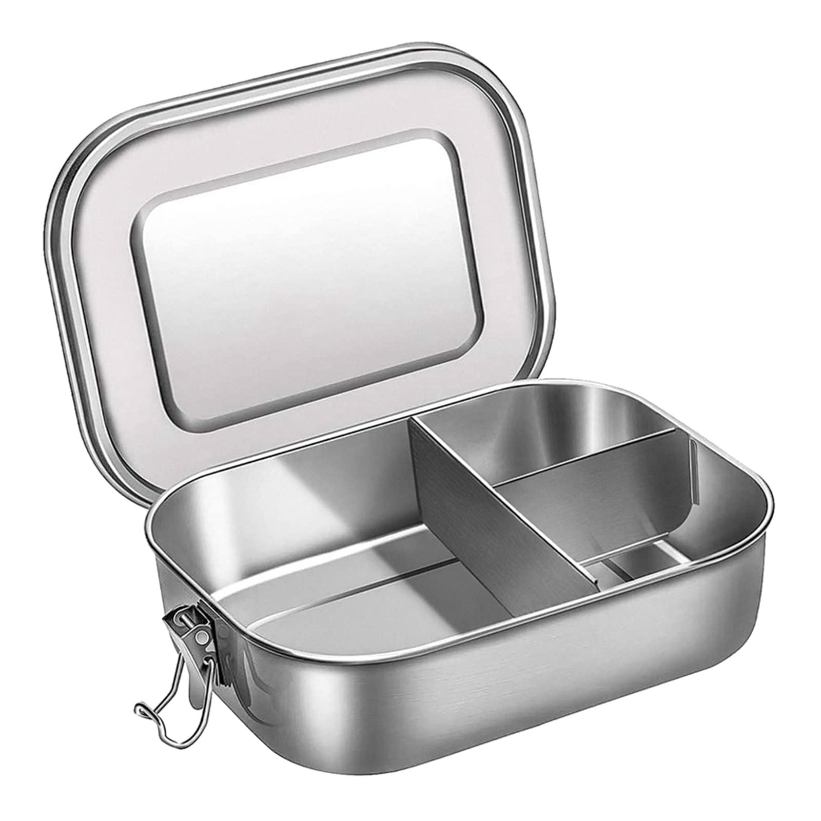 Fiambrera Bento de Acero Inoxidable, con Compartimento para sándwich y Dos acompañamientos, tamaño M.