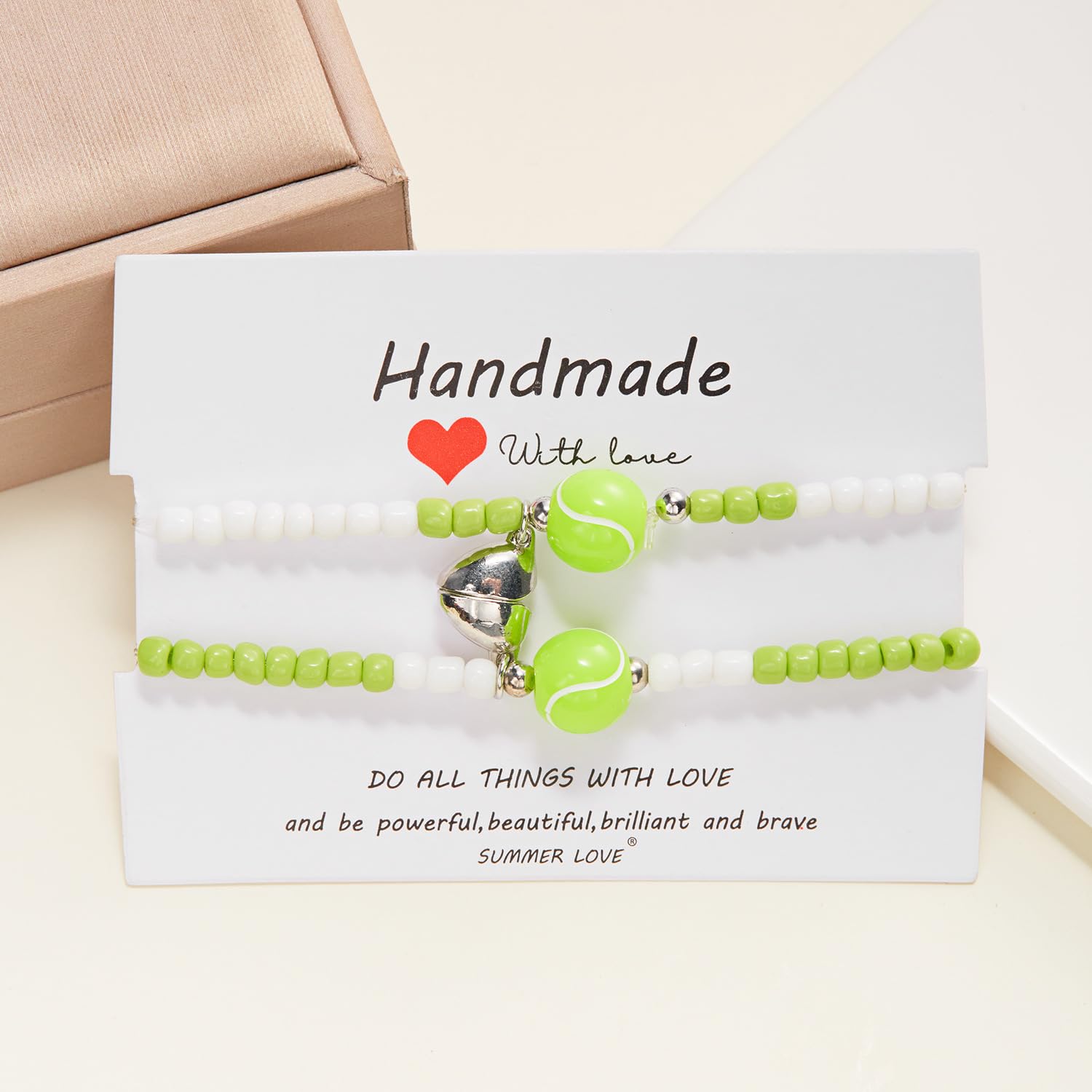 XAM Couple Bracelet Basketball Tennis Rice Bead Braided Sports Adjustable BFF Bracelet-Tennis