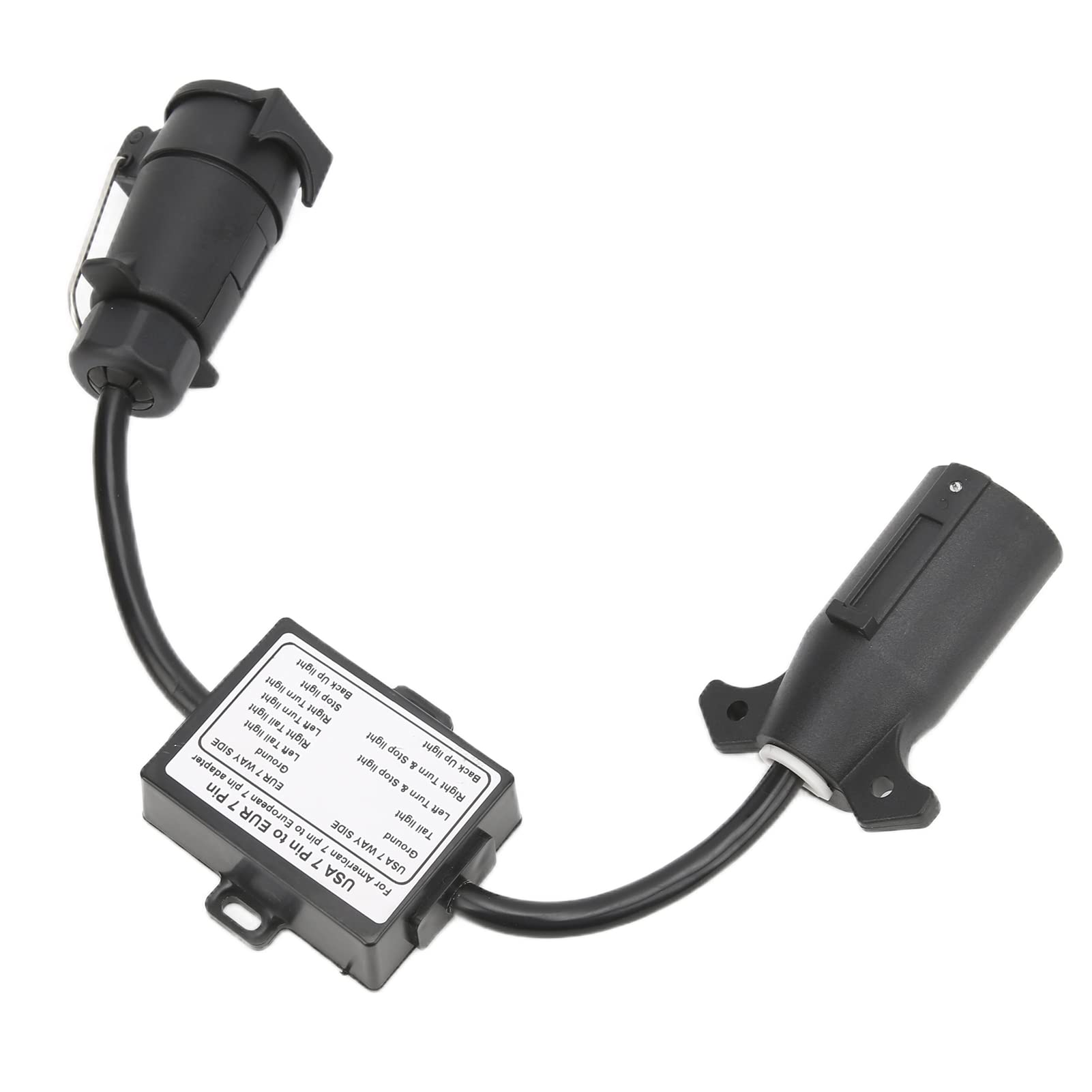 Adapter złącza przyczepy, 7-stykowe złącze płaskie na 7-stykową okrągłą wtyczkę, konwersja z USA na europejską dla przyczep kempingowych, łodzi i bagażników rowerowych