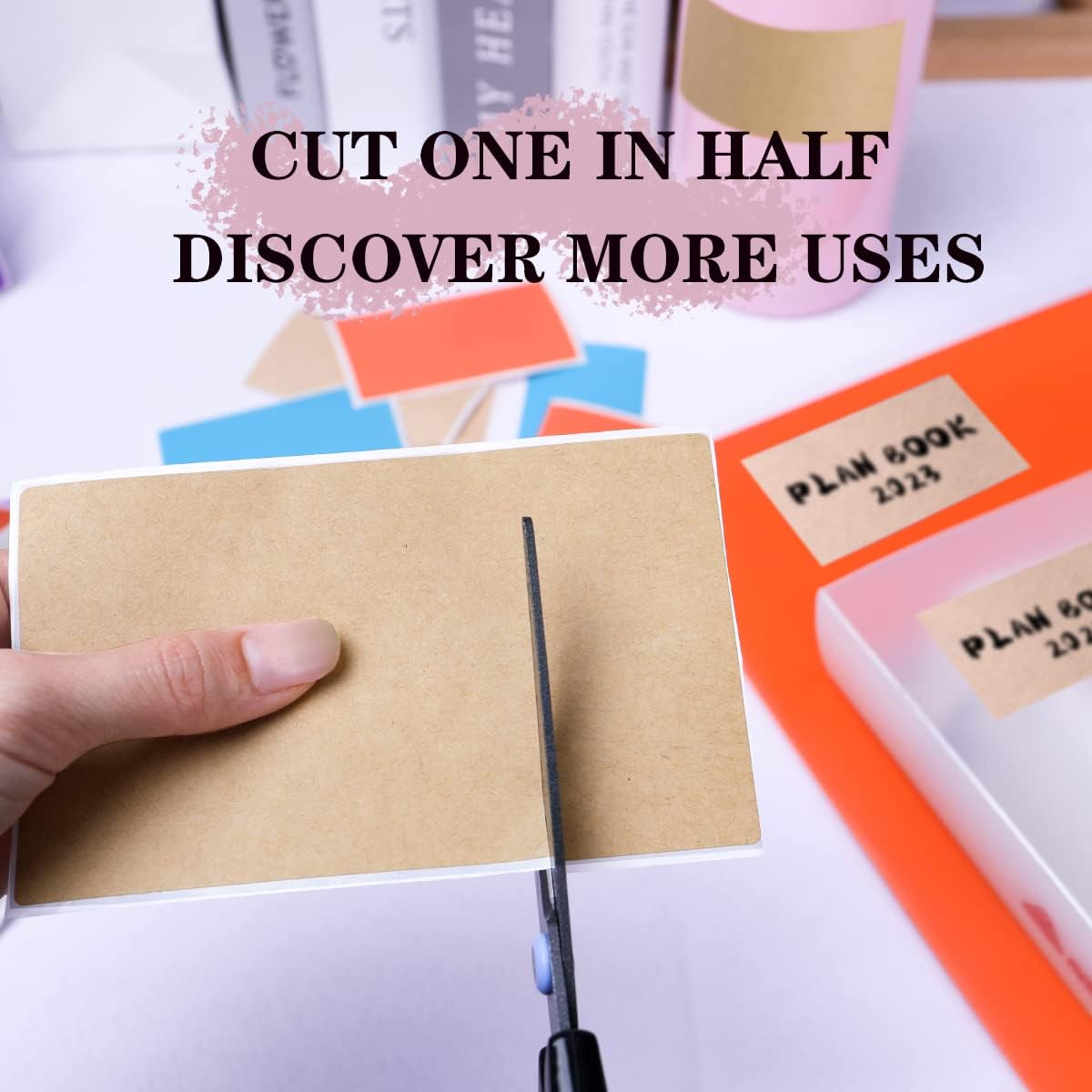 PARLAIM 3 X 5 Inch Rectangle Adhesive Color Coding Stickers,Kraft Rectangle Labels -250 Per Dispenser Box（Kraft ） - Image 5