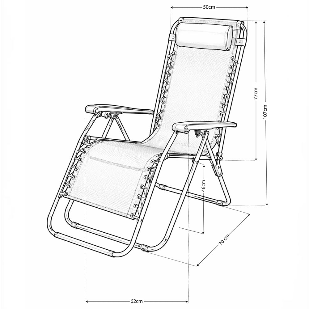 Creaciones Llopis ARW Silla Hamaca Plegable para Exterior con Cojín Silla Tumbona Gravity Plegable para Playa Medidas 158x63x106 cm. (Negro)